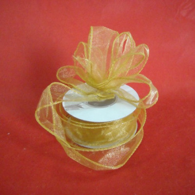 FITA ORGANZA ARAMADA OURO 38MM