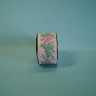 FITA PAPEL ROSA C/ FLORES 50MM