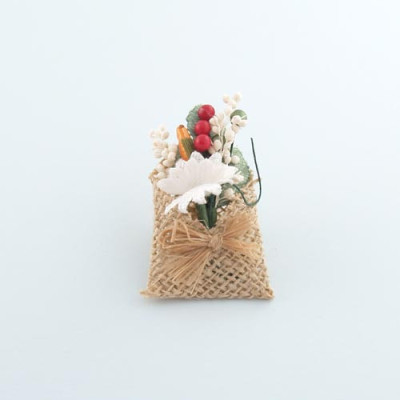 ARRANJO SACO JUTA COM FLOR...