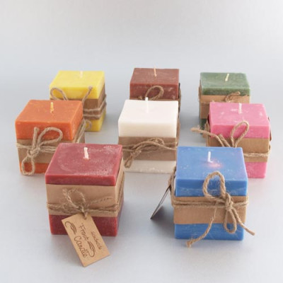 VELA QUADRADA LARANJA 7CMX7CM